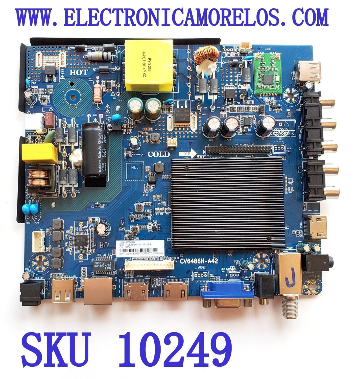 MAIN FUENTE NUEVA  (COMBO) PARA TV POLAROID  / NUMERO DE PARTE CV6486H-A42 / 100648600032K / 7.D6486HA42110.2AA / A3H03262003DB0807 / DISPLAY PT320AT02-2 / MODELO / PTV3215iLED / PARA MAS DETALLES REVISA NUESTRA DESCRIPCIÓN	